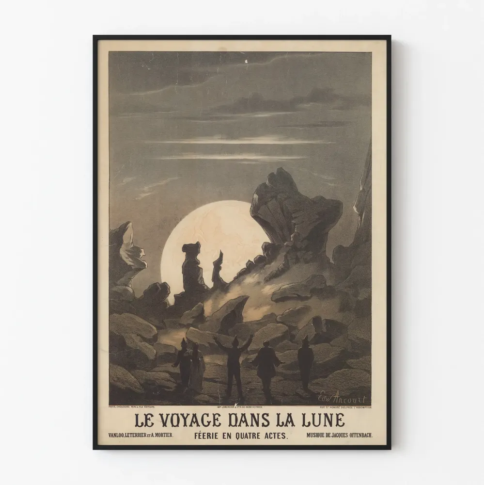 Vintagejuliste Kuun matkasta - Taianomainen seinäkoristelu