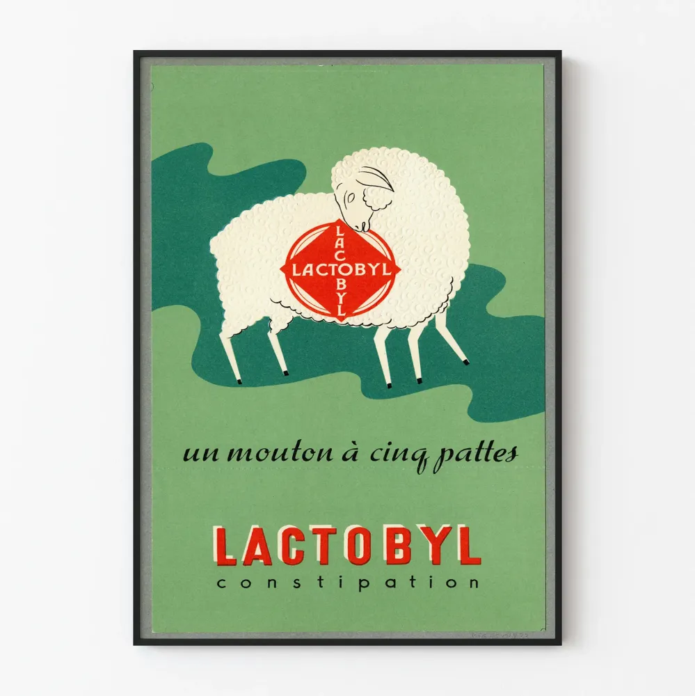 Vintagejuliste Lactobyl seinäkoriste lammas