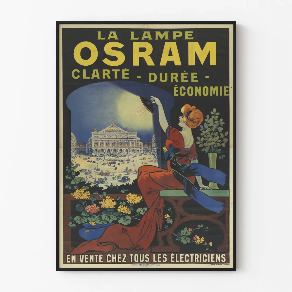 Vintagejuliste La Lampe Osram - Kirkkaus, Kesto, Säästö