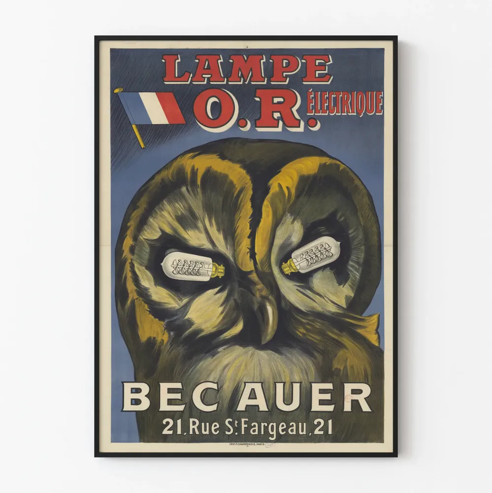 Vintagejuliste Lamppu O.R. Sähkölampu Béc Auer seinäkoriste