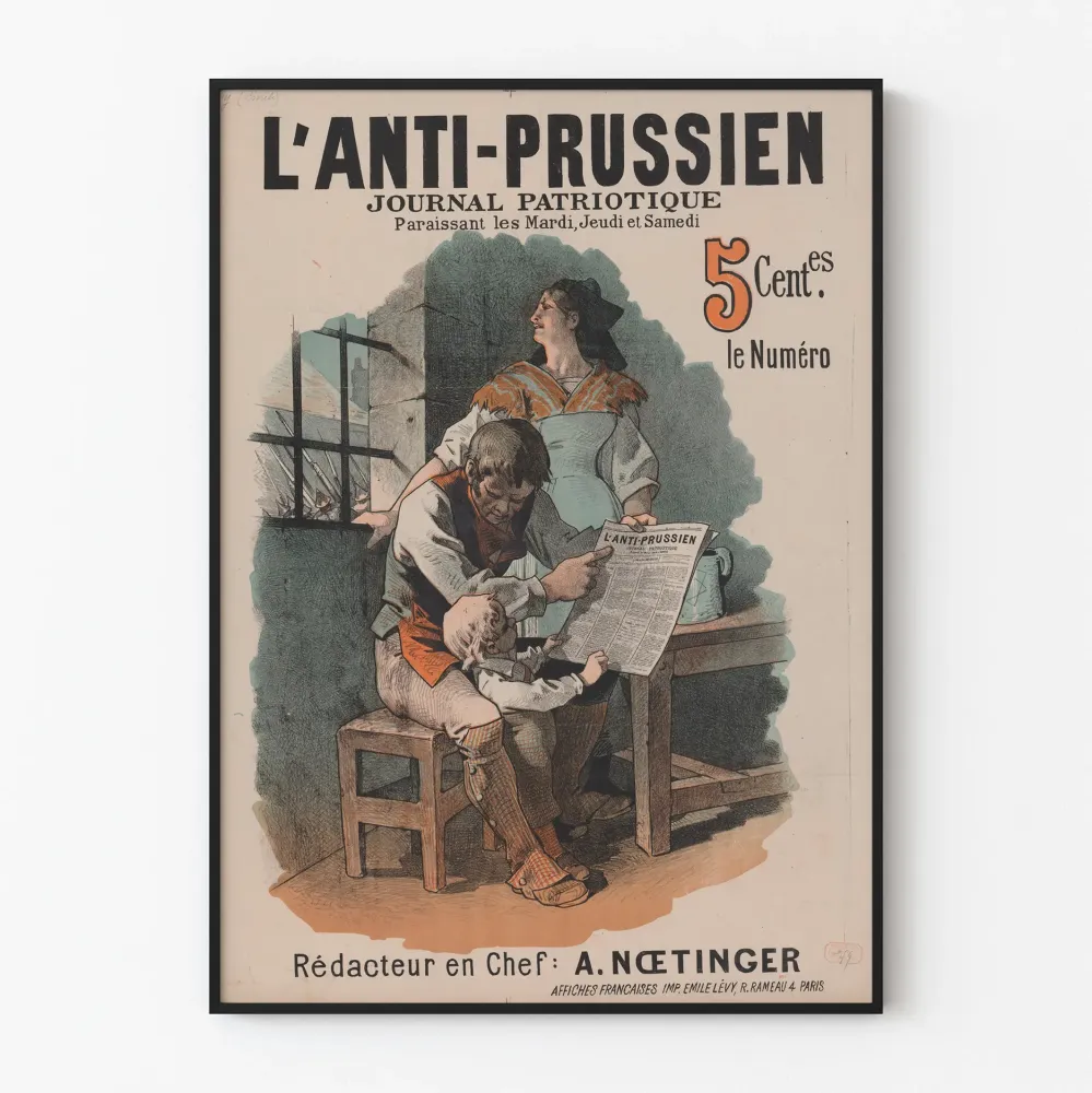 Vintagejuliste L'Anti-Prussien Journal Patriotique – Retroseinän koriste
