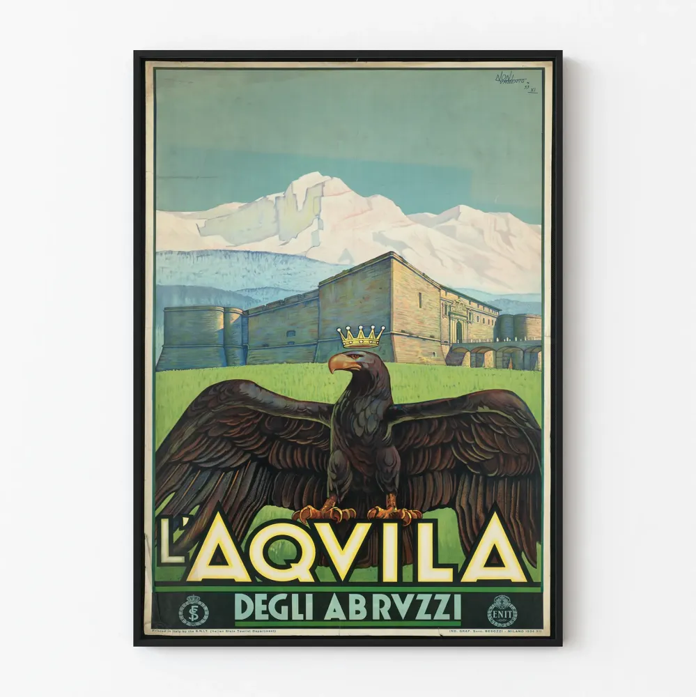 Vintagejuliste L'Aquila degli Abruzzi - Italialainen seinäkoristelu