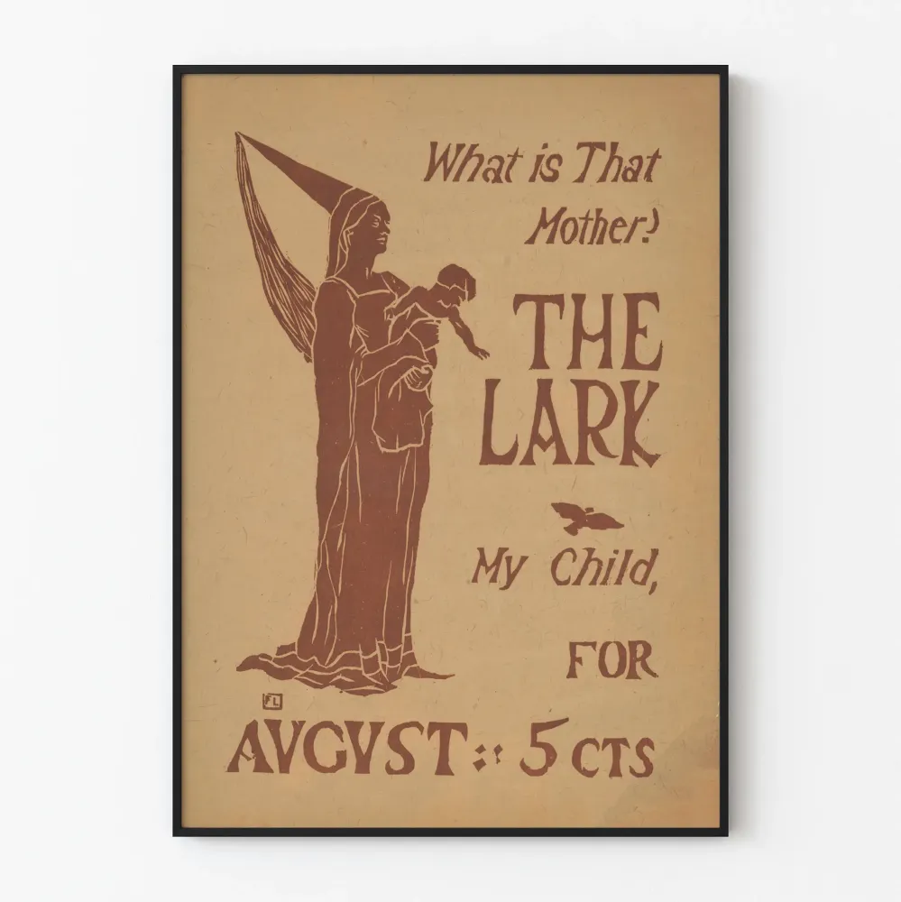 Vintagejuliste Lark äidin ja lapsen siluetin kanssa