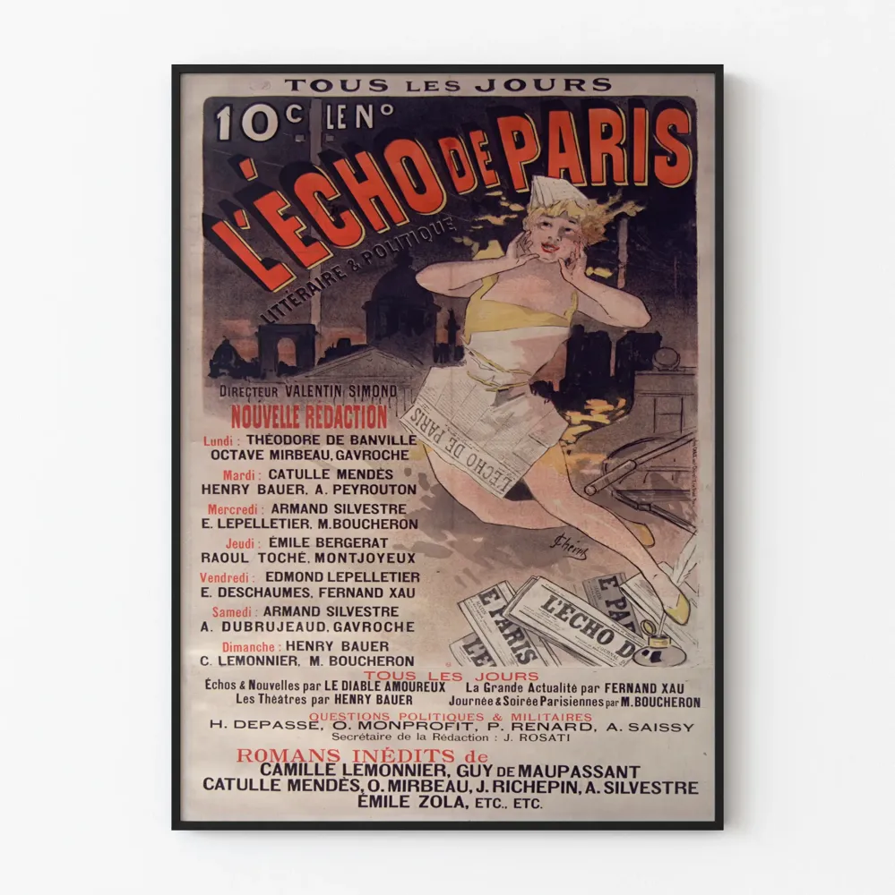 Vintagejuliste L'Écho de Paris - Kirjallinen ja poliittinen seinäkoristelu