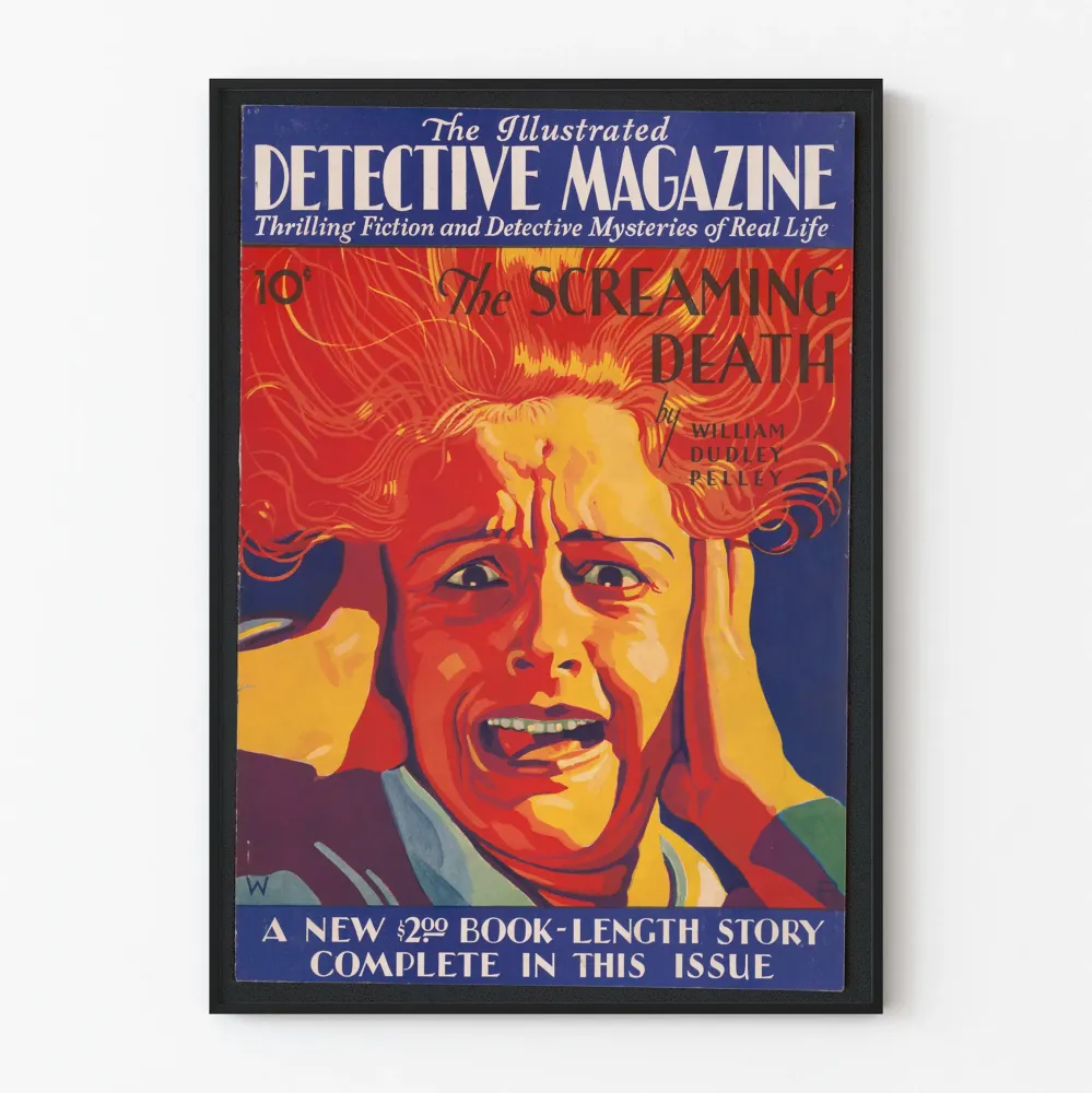Vintagejuliste Lehti Detective Screaming Death