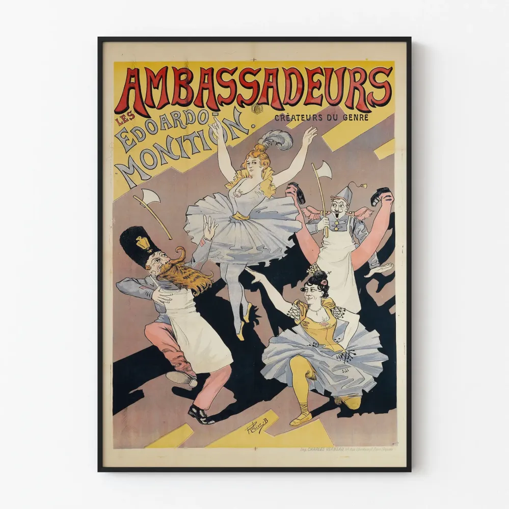 Vintagejuliste Les Ambassadeurs Edoardo Monition alkuperäinen seinäkoriste