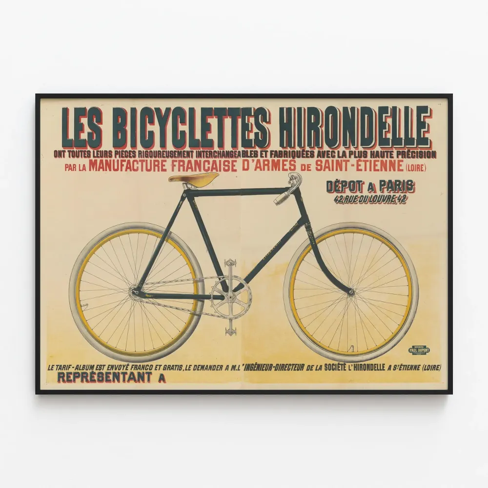 Vintagejuliste Les Bicyclettes Hirondelle - Retroseinän koriste