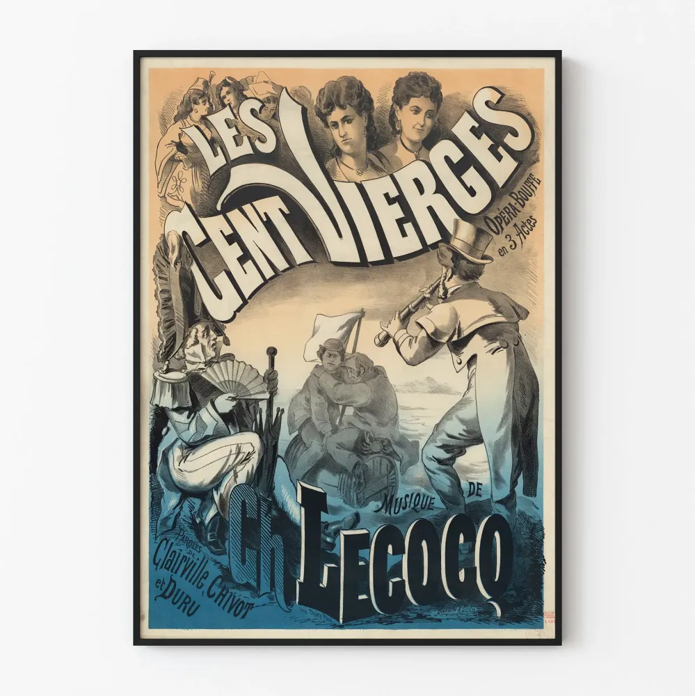 Vintagejuliste Les Cent Vierges - Opéra Comique kolmessa näytöksessä