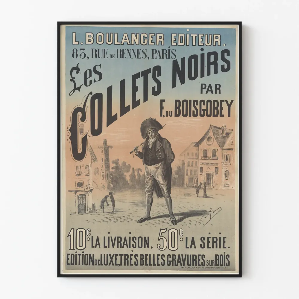 Vintagejuliste Les Collets Noirs F. du Boisgobey - Retroseinäsuunnittelu