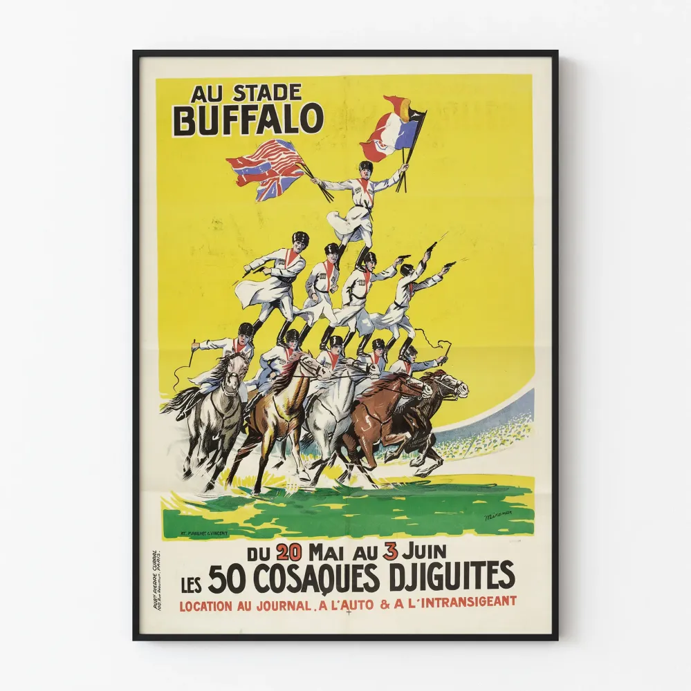 Vintagejuliste Les 50 Cosaques Djiguites au Stade Buffalo