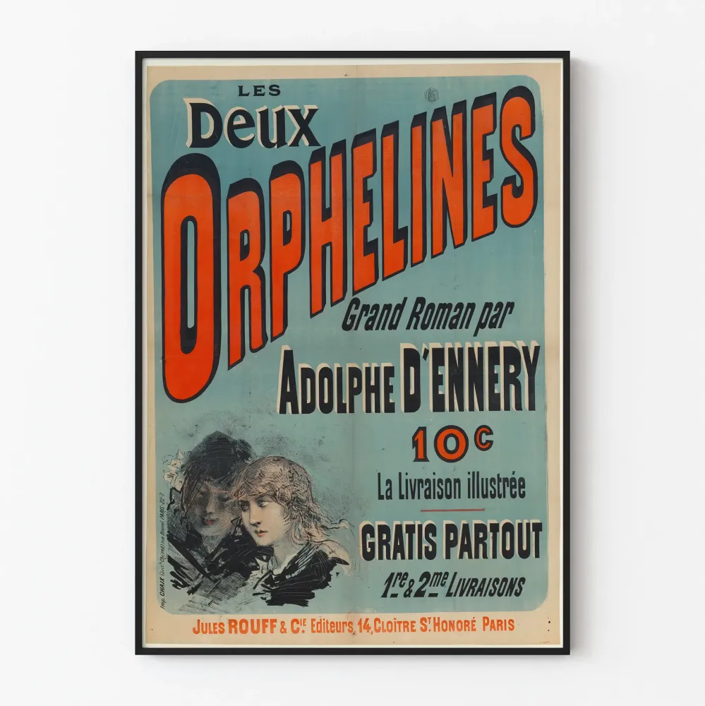 Vintagejuliste Les Deux Orphelines Adolphe D'Enneryn teoksesta