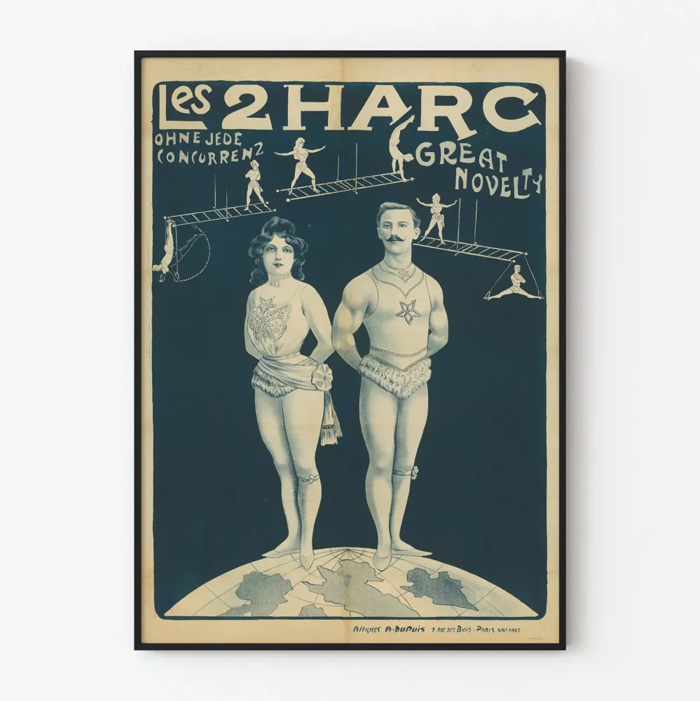 Vintagejuliste Les 2 Harc – Retroseinustarakenne Artem Legrand