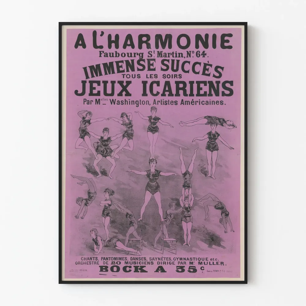Vintagejuliste Les Jeux Icariens, suunnitellut Melles Washington