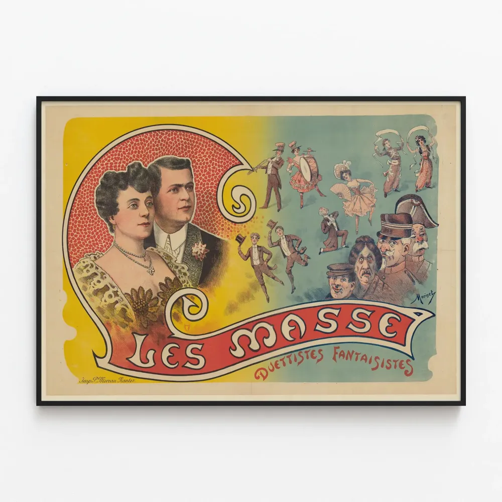 Vintagejuliste Les Masse Duettistes Fantaisistes seinäkoristukseen