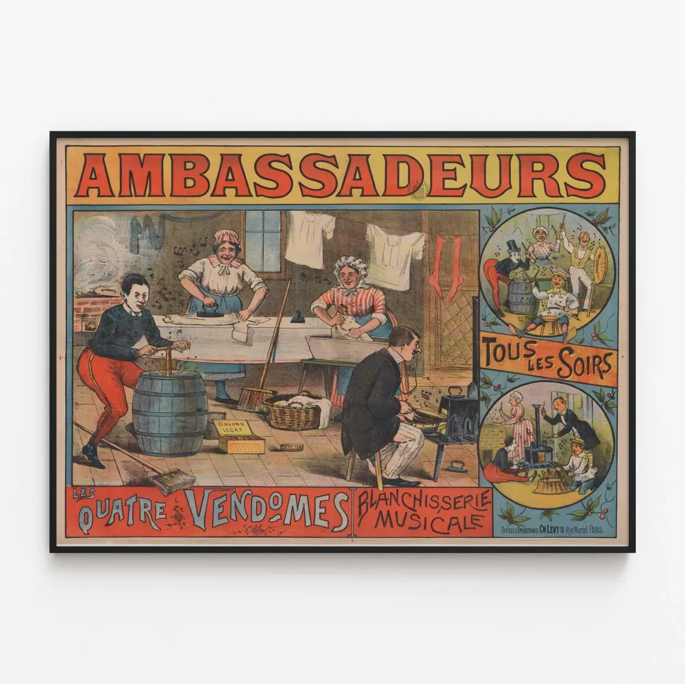 Vintagejuliste Les Quatre Vendômes - Pyykkitupa Musikaalinen