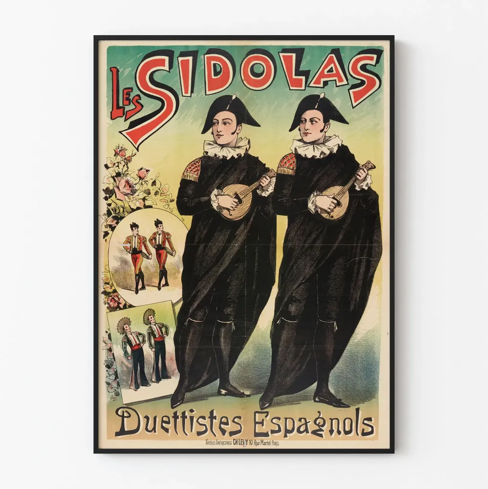 Vintagejuliste Les Sidolas Espanjalaiset Duettistit - Retroseinän koristelu
