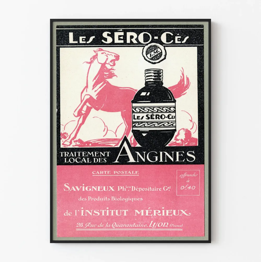 Vintagejuliste Les Séro-Ces paikallinen hoito kurkkukipuihin