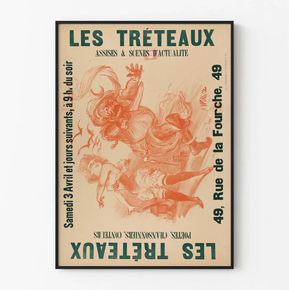 Vintagejuliste Les Tréteaux - Ajankohtaiset kohtaukset ja teatterin runous