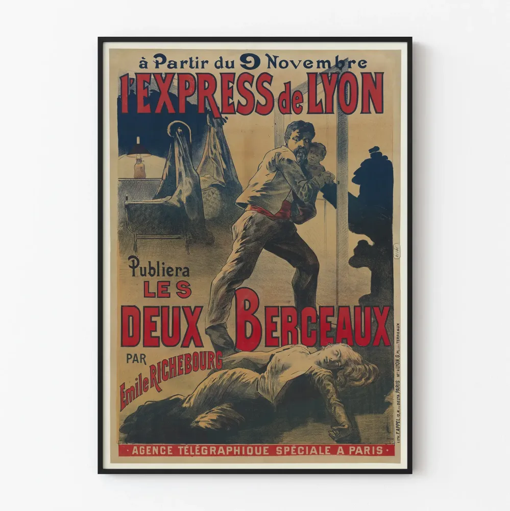 Vintagejuliste L'Express de Lyon - Les Deux Berceaux d'Émile Richebourg