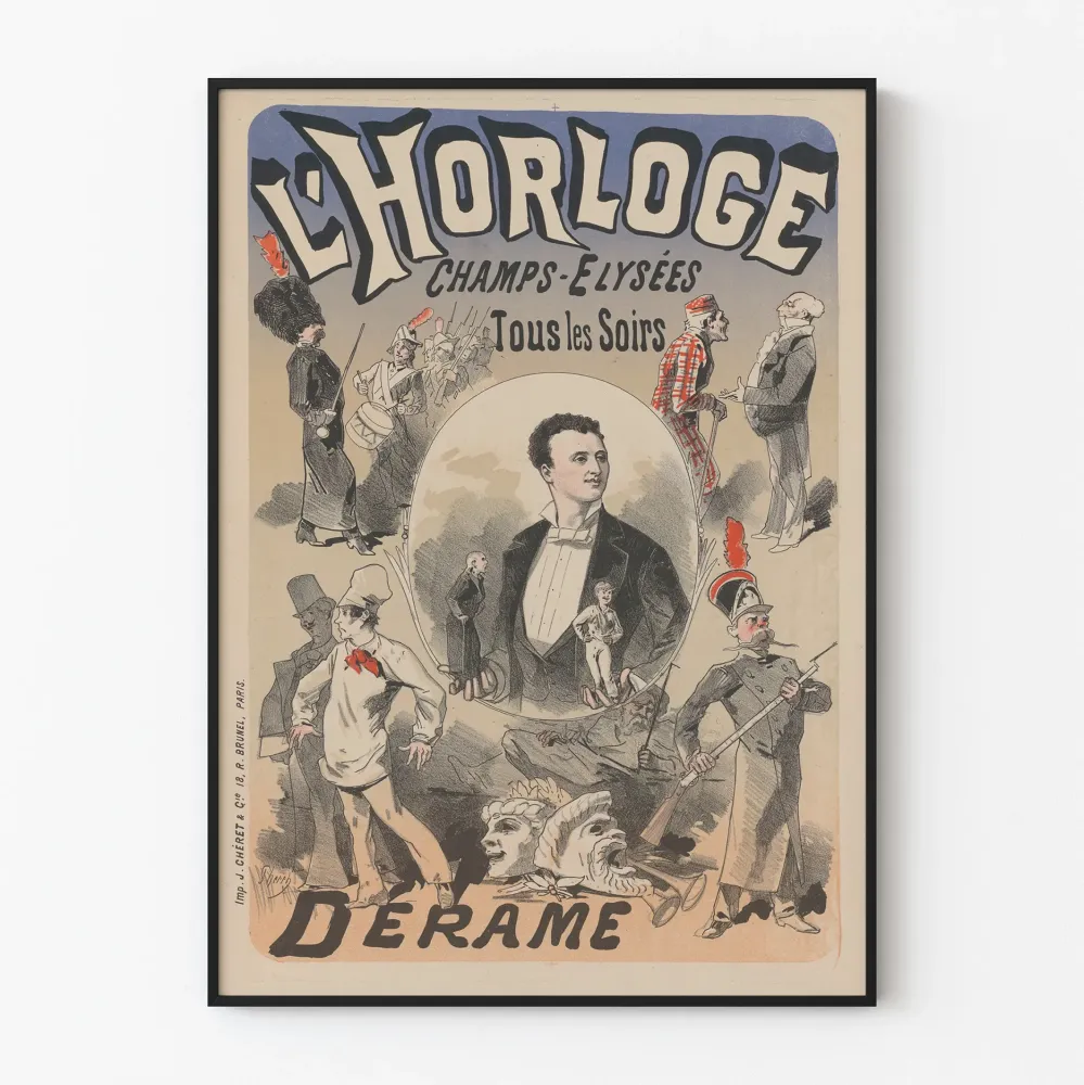 Vintagejuliste L'Horloge Déramé - Teatterin seinäkoristelu Pariisi