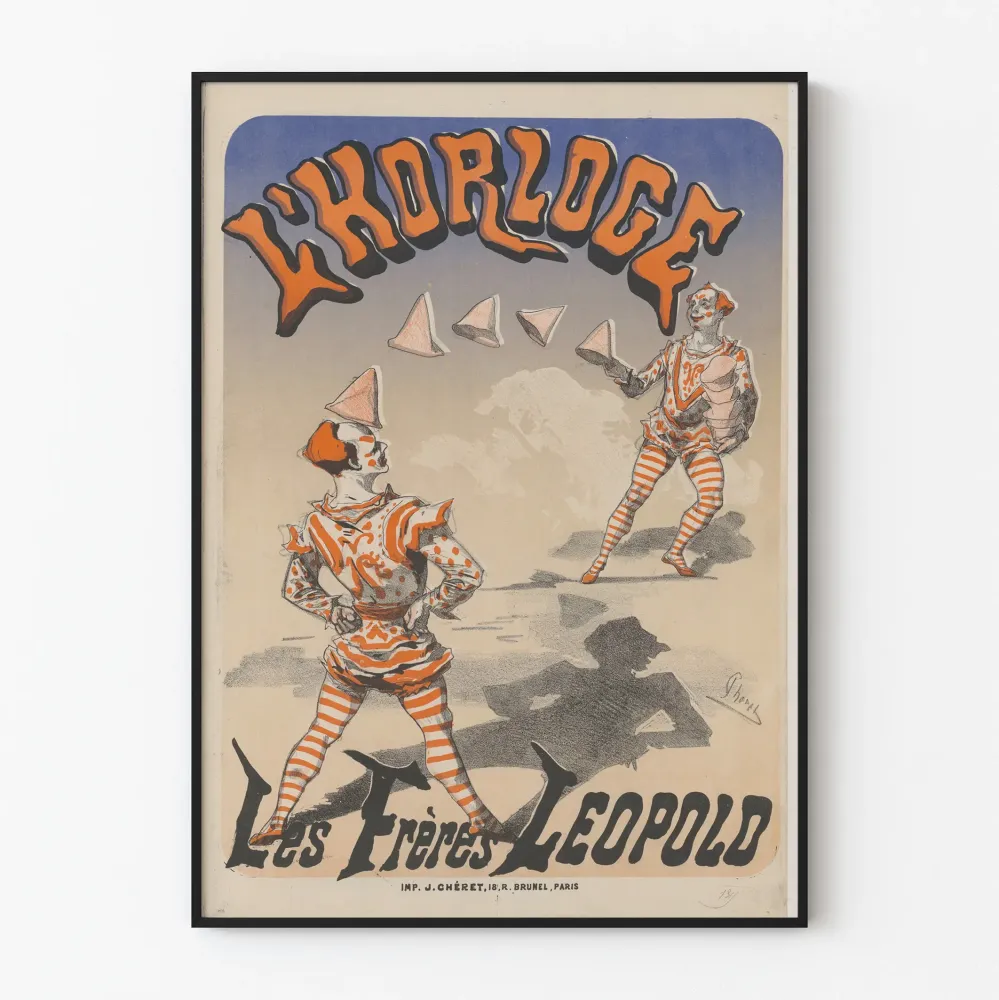 Vintagejuliste L'Horloge Les Frères Léopold seinäkoristeeksi