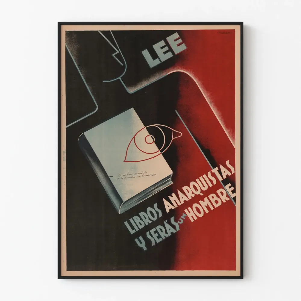Vintagejuliste 'Libros Anarquistas y Serás un Hombre' seinäkoristukseen