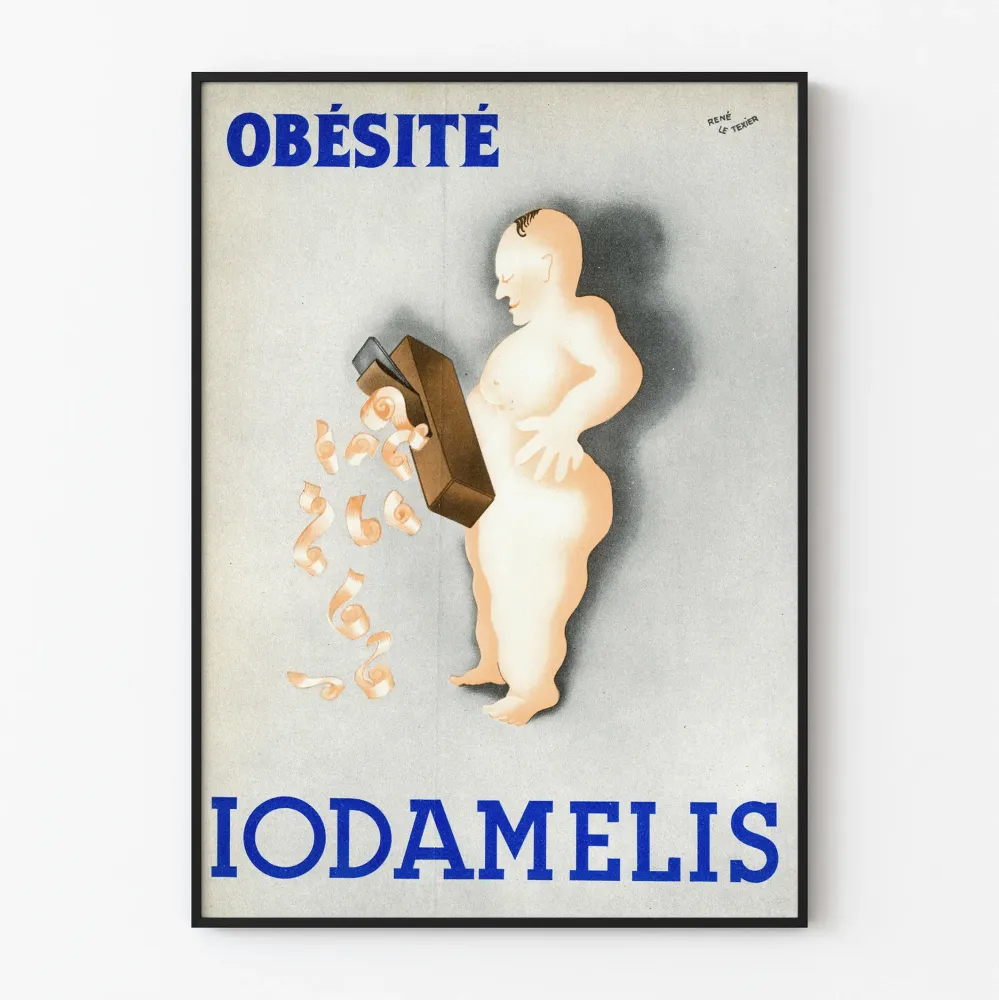 Vintagejuliste Liikalihavuus Iodamelis René Le Texieriltä