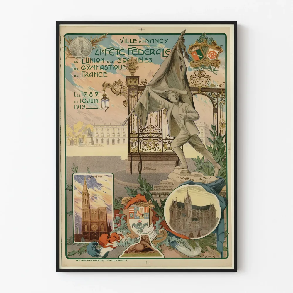 Vintagejuliste 41. Liittovaltion Voimistelupäivä Nancy 1919