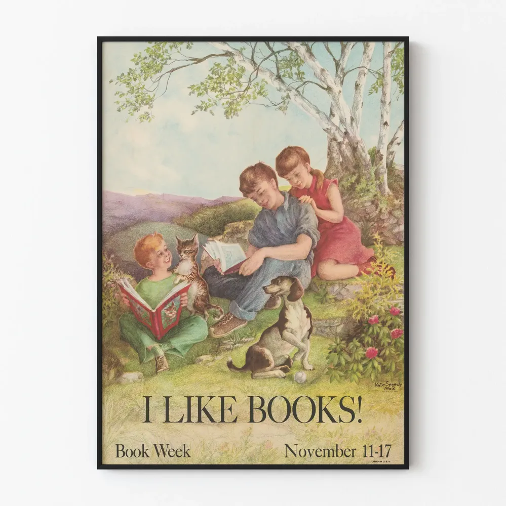 Vintagejuliste I Like Books - Kirjaviikko marraskuu