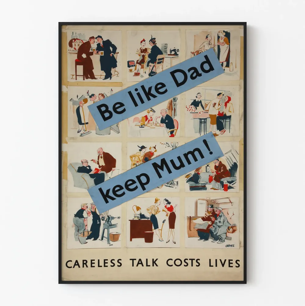 Vintagejuliste Be Like Dad Keep Mum - Retroseinustarakenne