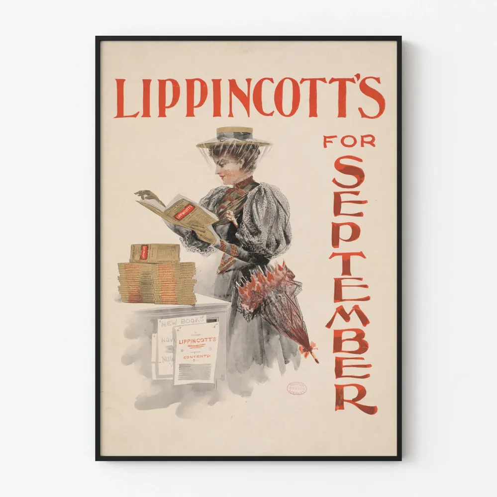 Vintagejuliste Lippincott’s syyskuulle - Tyylikäs retroseinäsisustus