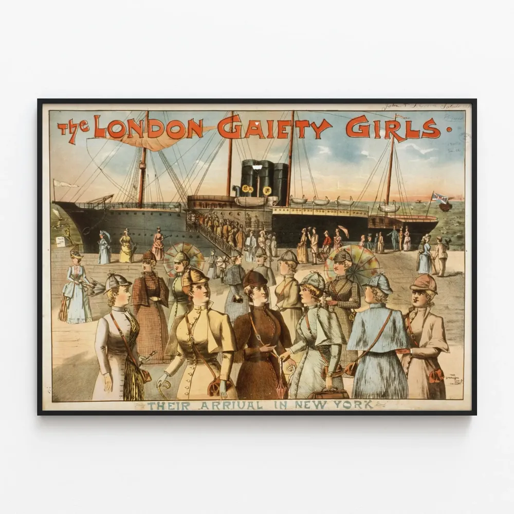 Vintagejuliste London Gaiety Girls - saapuminen New Yorkiin