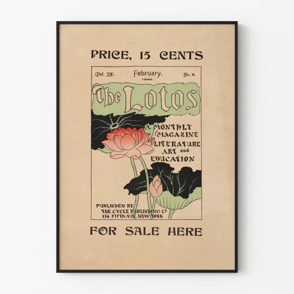 Vintagejuliste Lotos – Retro kukkamaalausseinätäulu