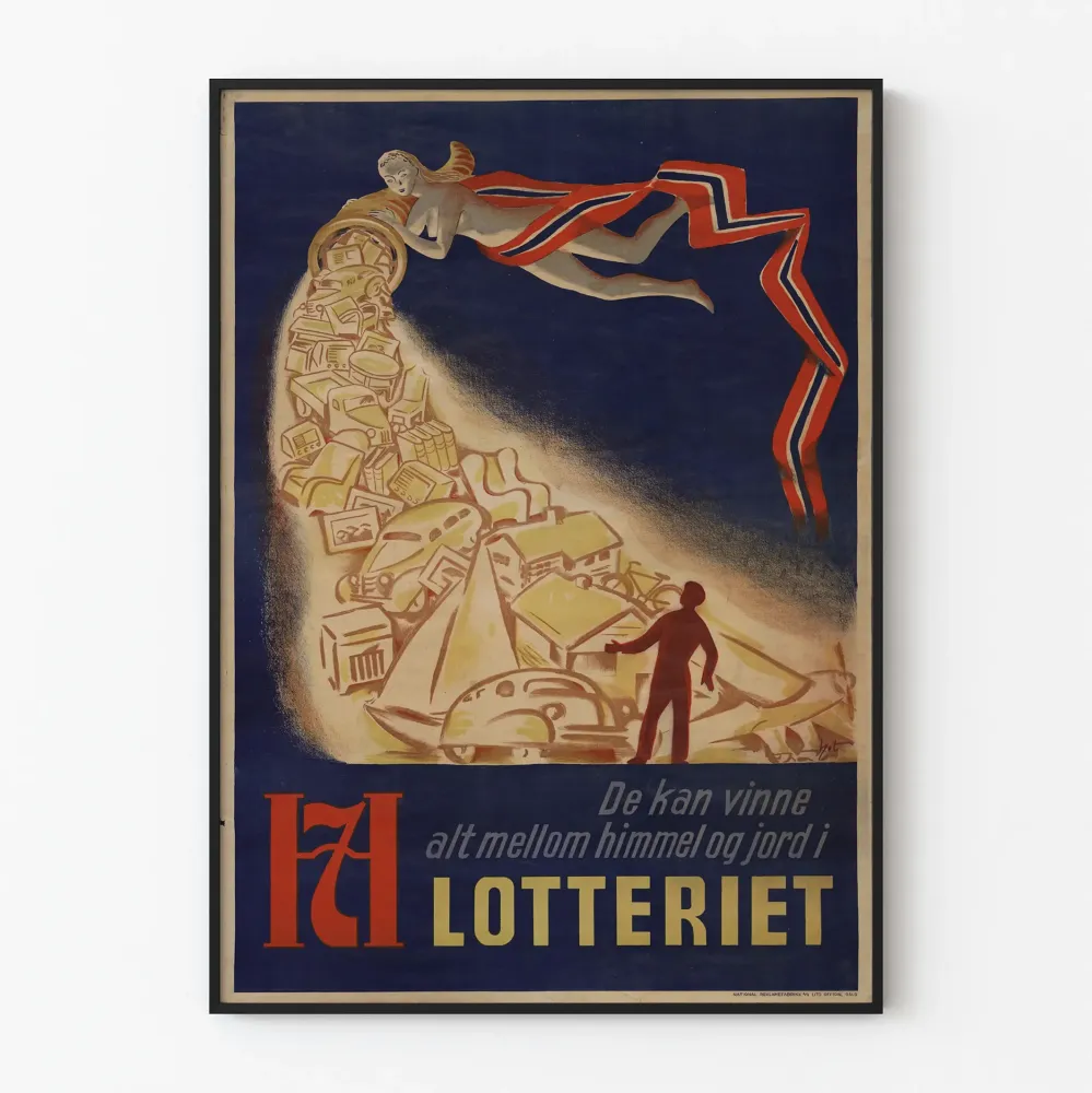 Vintagejuliste Lotteriet - Voittoja taivaan ja maan välillä