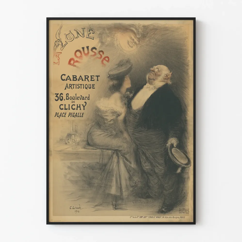Vintagejuliste La Lune Rousse Cabaret Artistique Boulevard de Clichy