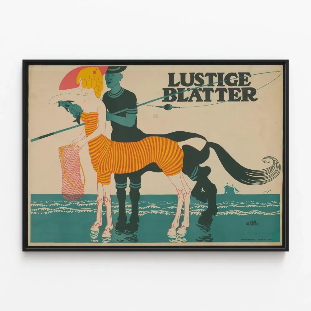 Vintagejuliste Lustige Blätter Julius Klingerin mukaan