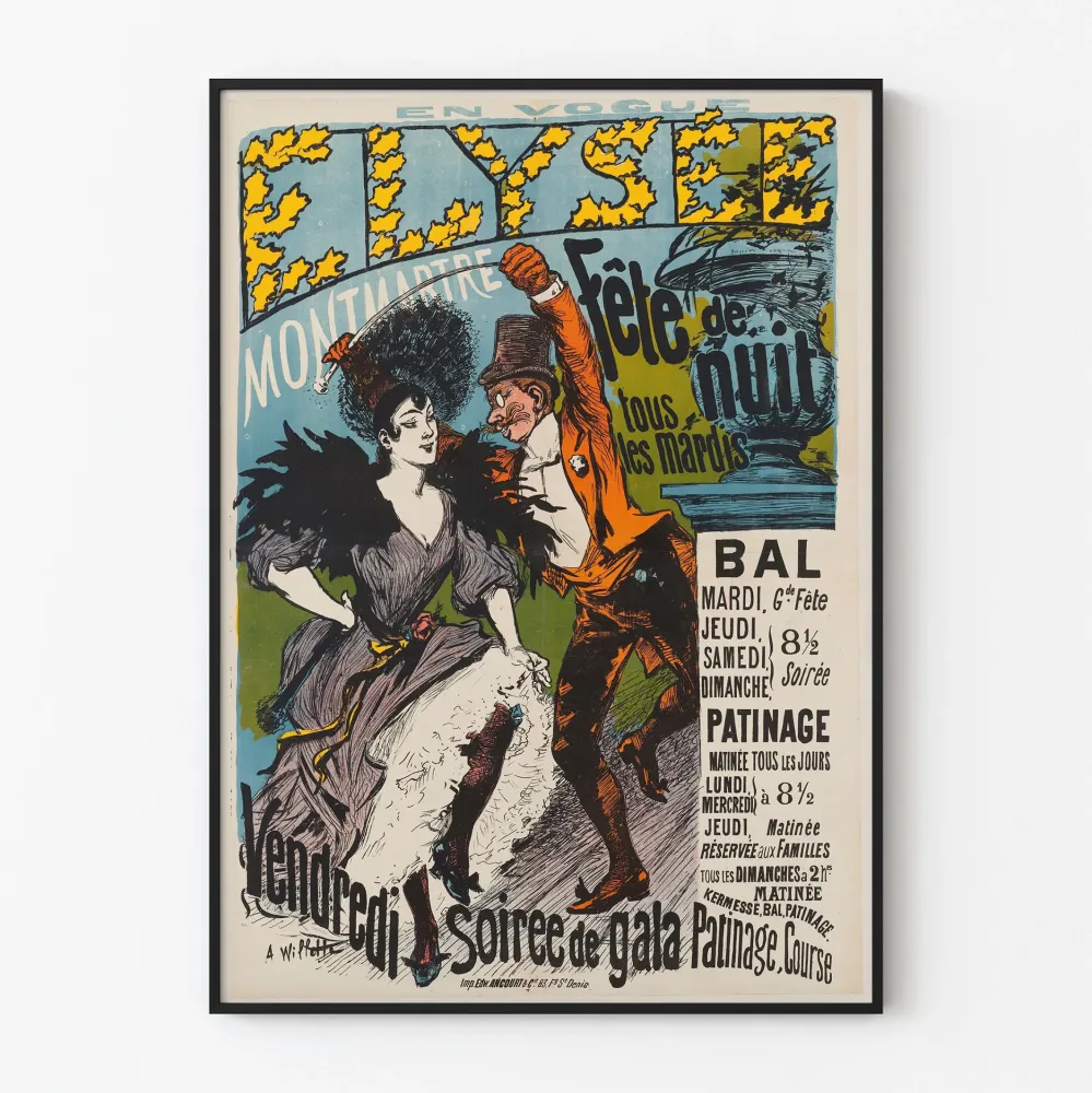 Vintagejuliste Élysée Montmartre Gaalailta