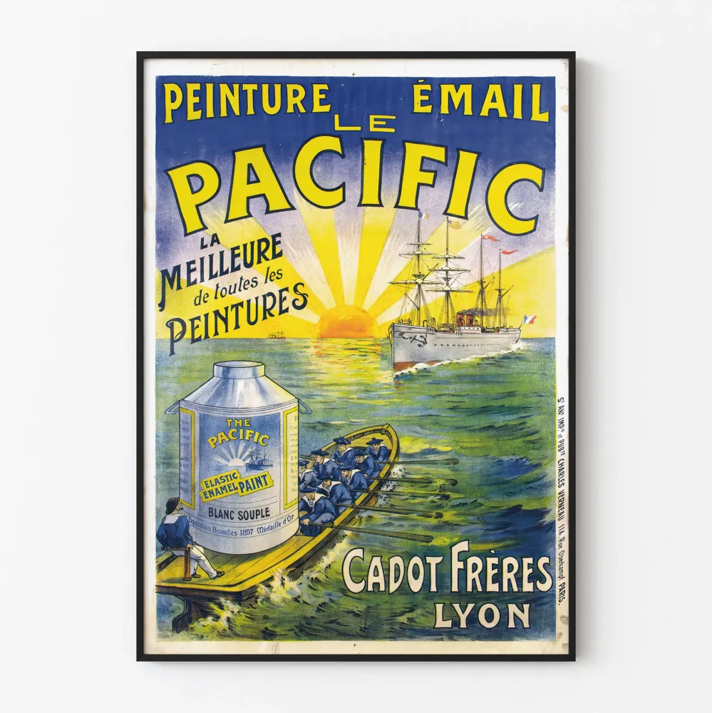Vintagejuliste Maalaus Emali Le Pacific Cadot Frères Lyon