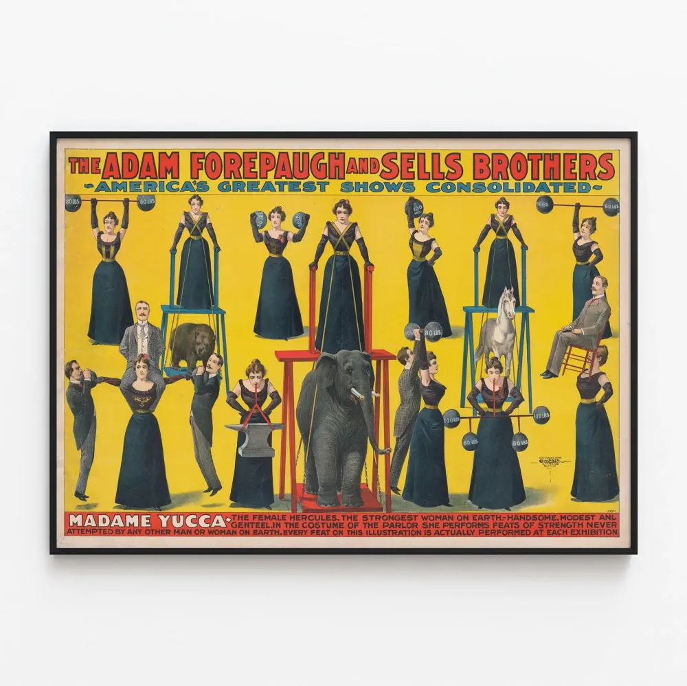 Vintagejuliste Madame Yucca Maailman vahvin nainen