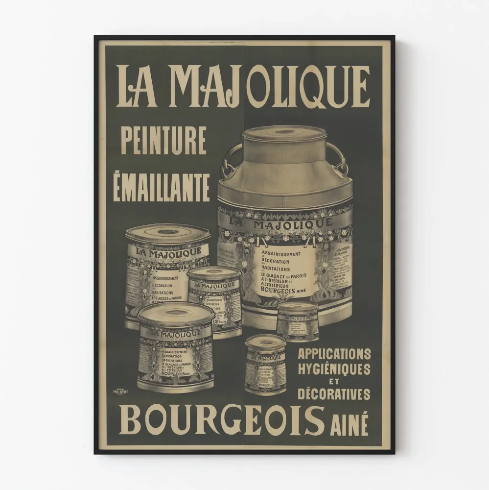 Vintagejuliste La Majolique Emalimaalauksesta Bourgeois îné