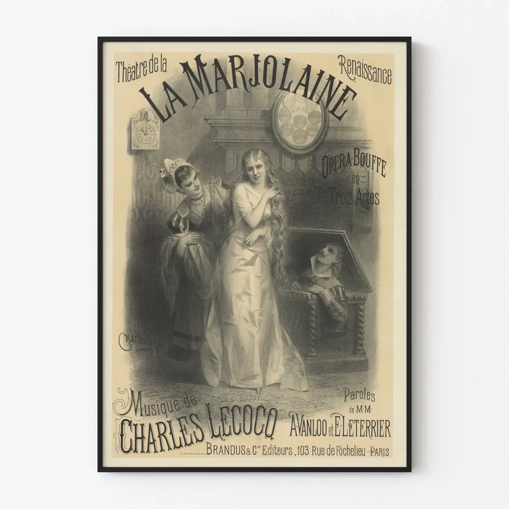 Vintagejuliste La Marjolaine - Opéra Bouffe Théâtre de la Renaissance