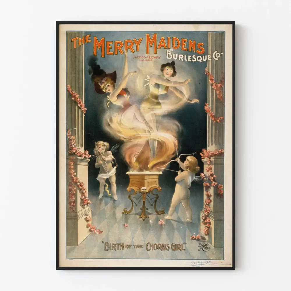 Vintagejuliste Merry Maidens Burlesque Co seinäkoriste