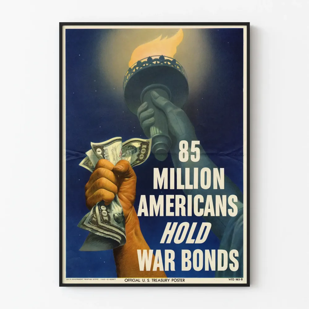 Vintagejuliste 85 miljoonaa amerikkalaista omistaa sotarahoituslippuja