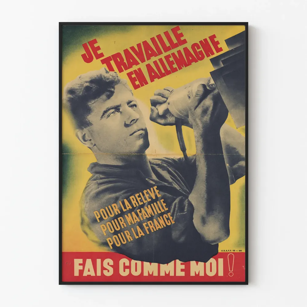 Vintagejuliste Minä työskentelen Saksassa - Retro sisustuspainos
