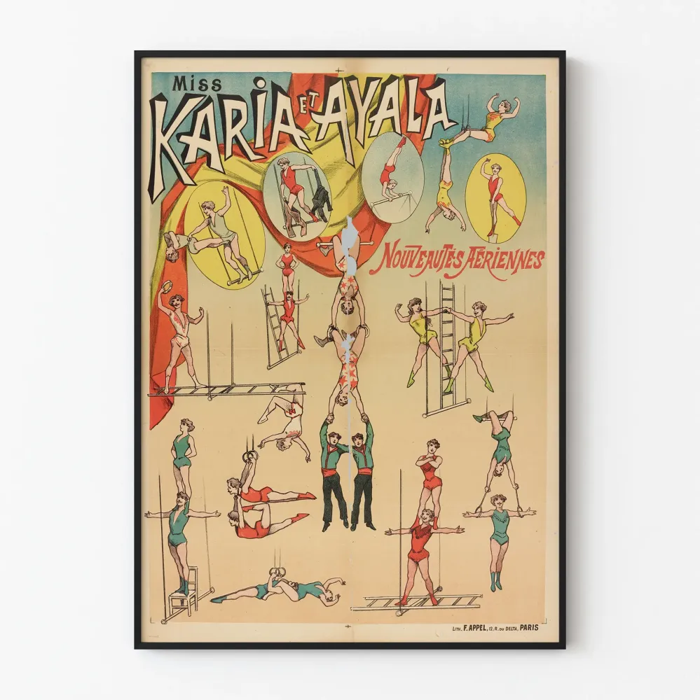 Vintagejuliste Miss Karia ja Ayala Ilmailu-uutuudet