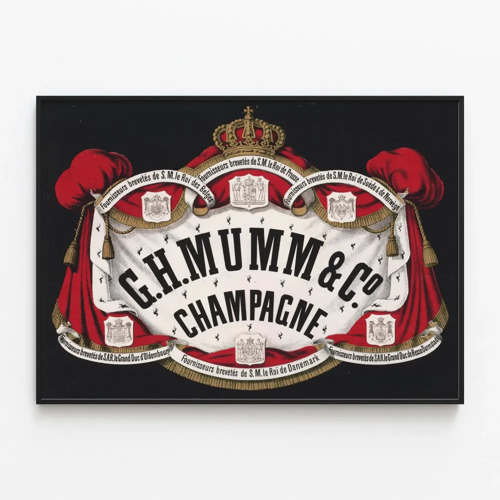 Vintagejuliste G.H. Mumm & Co Champagne seinäkoristukseen