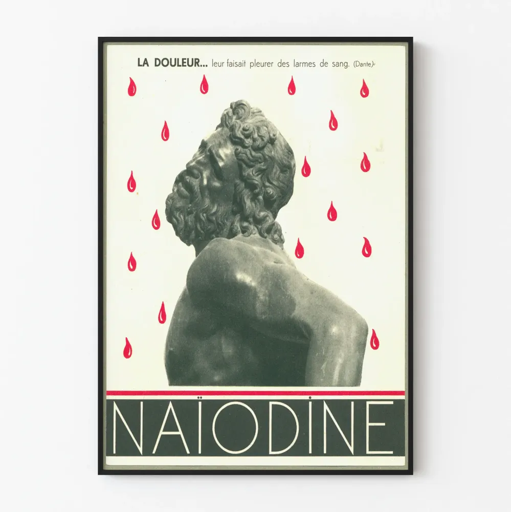 Vintagejuliste Naïodine - Veistos ja punaiset tipat