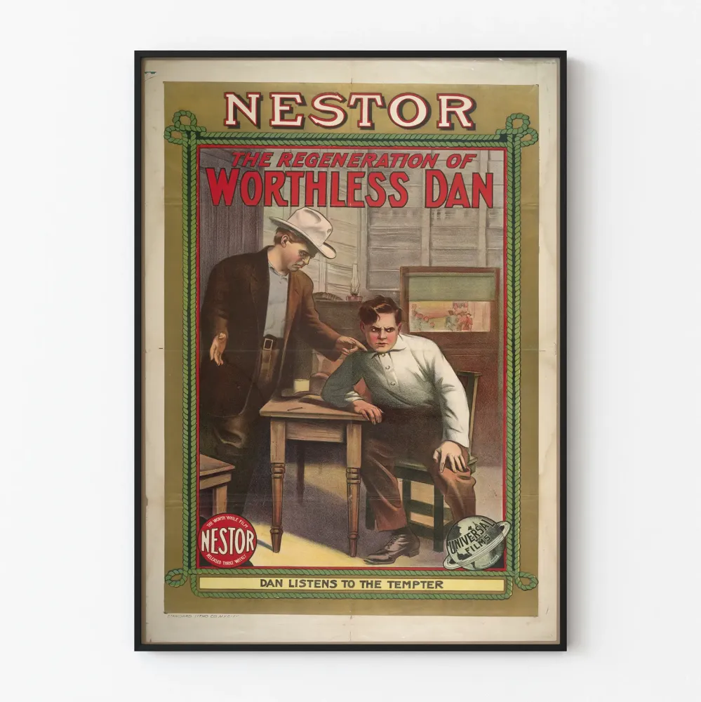 Vintagejuliste Nestor Regeneration Worthless Dan - Elokuvateollisuuden seinäkoristelu klassinen
