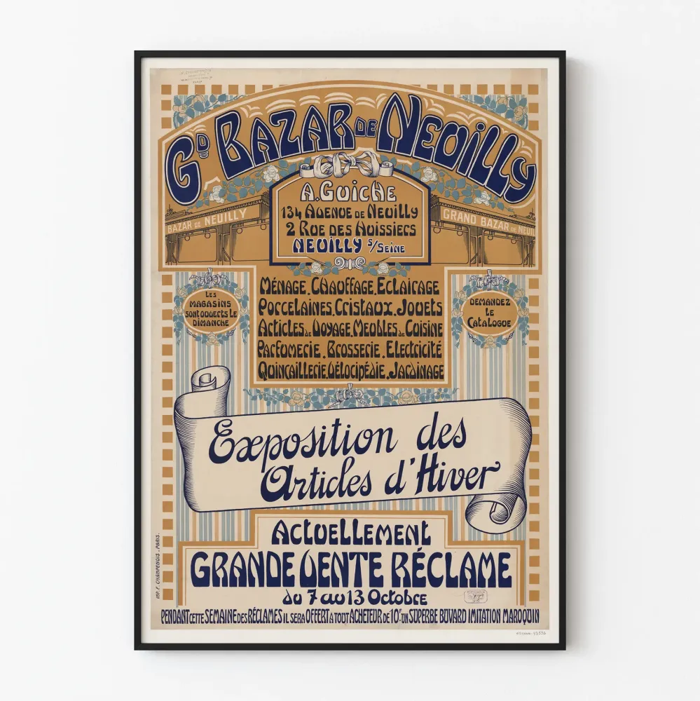 Vintagejuliste Neuillyn suurta bazaaria talvituotteiden näyttely