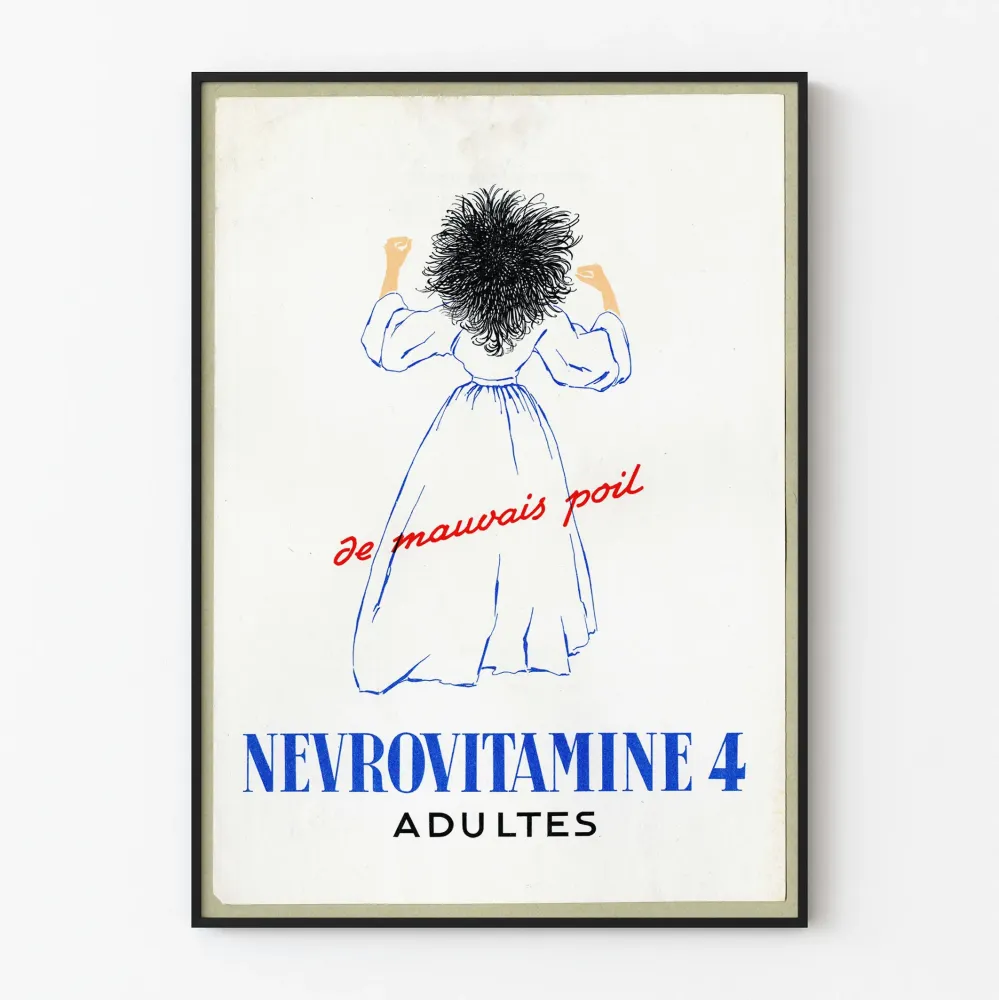 Vintagejuliste Nevrovitamiini 4 aikuiselle - Retroseinäkäsitys